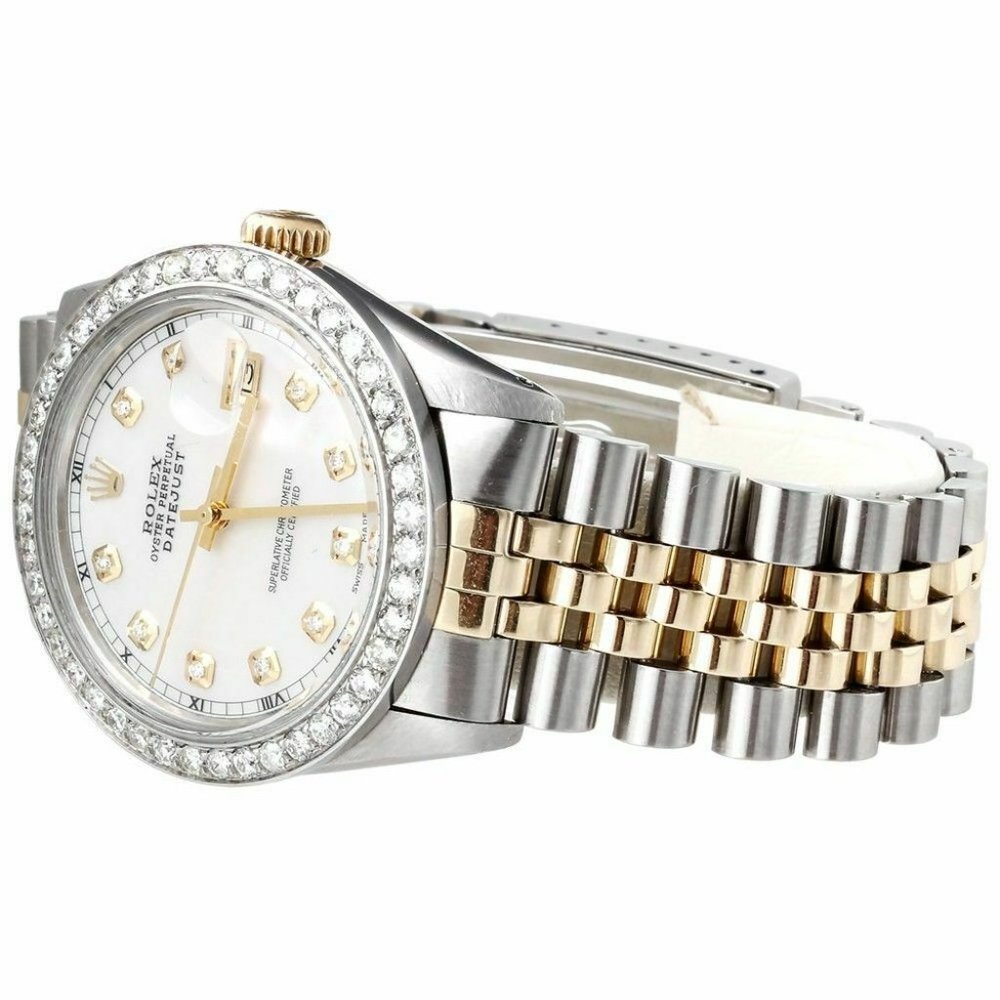 Men's Rolex 36mm 2CT 18k Two Tone Watch! w/ rolex box - Picture 3 of 6